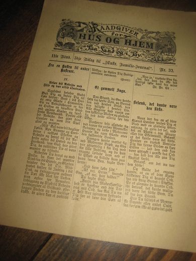 RAADGIVER for HUS OG HJEM, nr 32, 1800 tallet.