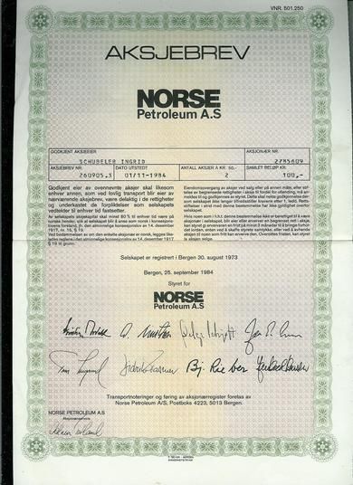 NORSE PETROLIUM, 1984