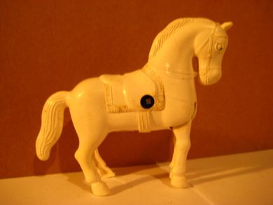 Mekanisk hest i hardplast 50-60 tallet