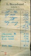 Faktura fra L Brændsund Kolonial Trondheim 1955