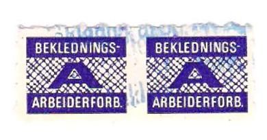 Meget pent fagforeningsmerke fra BEKLEDNINGS ARBEIDER FORBUNDET Dobbeltmerke