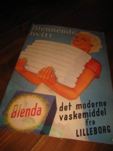Reklame papp plakat fra Lilleborg Fabrikker, BLENDA VASKEPULVER. Ca 66*44 cm stor, 60 tallet. 