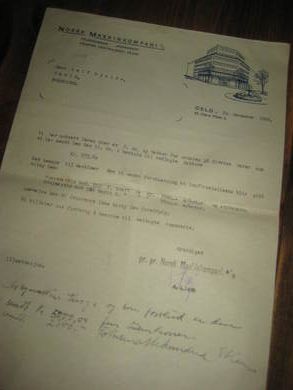Brev fra Norsk Maskinkompani Oslo til Leif Fjelde Skofabrik Utvik 20 desember 1948