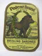Patent Brand No 23379. Fra Svithun Sardinfabrik, Stavanger.