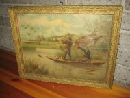 Jaktbilde i glass og ramme fra slutten på 1800 tallet 47*36 cm stort