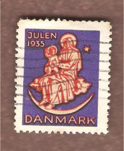 1935, Dansk julemerke, stempla.