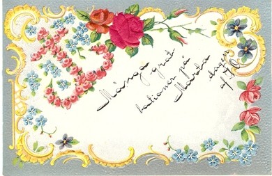 Strøkent rosekort fra tidleg 1900.