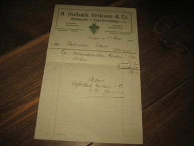 A HOLBÆK ERIKSEN & CO Bokhandel- Papirforretning 1911