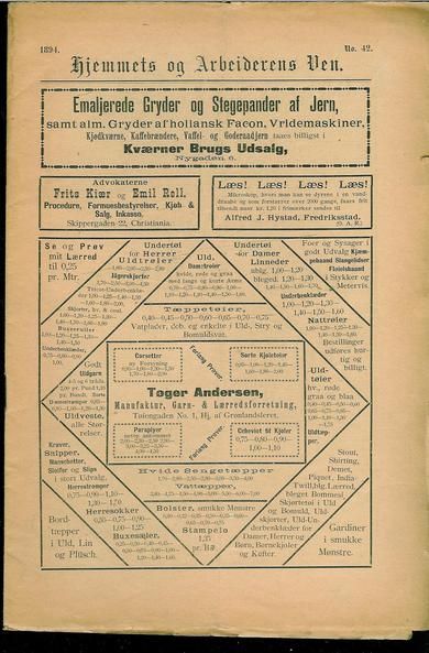 1894 nr 042 Hjemmets og Arbeidernes Ven