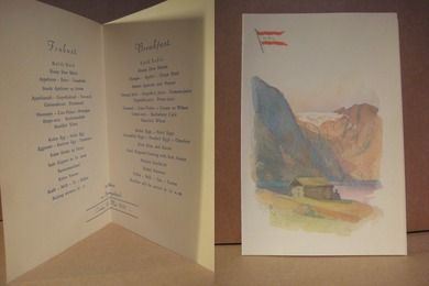 Menu fra DEN NORSKE AMERIKALINJE S/S STAVANGERFJORD 20 mai 1953