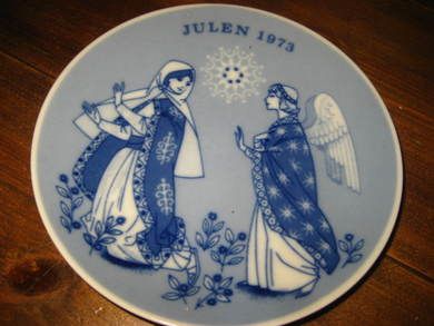1973 Porsgrunn juleplatte Ca 17 5 cm i diameter meget pen
