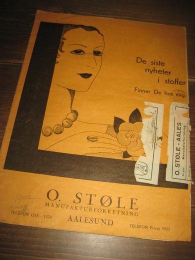 1939, oktober. Moteblad fra O. STØLE, AALESUND.