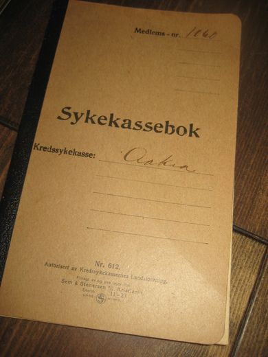 Sykekassebok fra Aakra kredssykekasse 1925-26