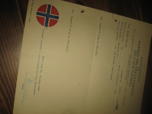 CERTIFIKAT FRA NORGES SØLVREVSTAMBOK, 4432, 24. MARS 1928.