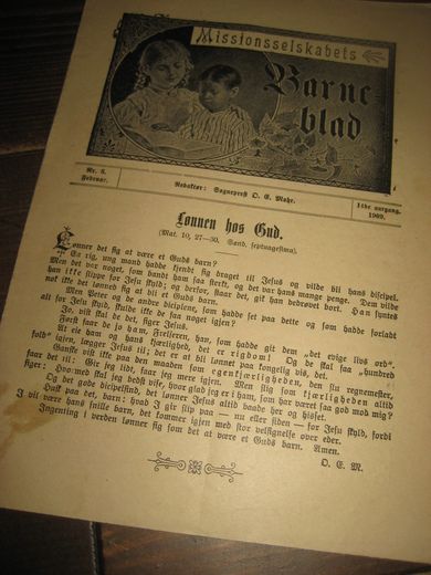 1909 nr 003 Missionsselskabets Barne blad