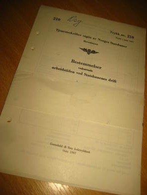 Bestemmelser vedrørende arbeidstiden ved Statsbanenes drift. 1967.