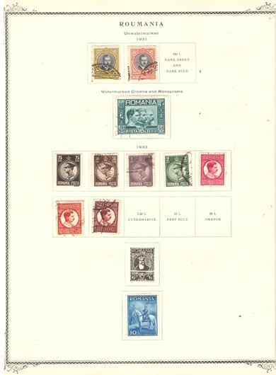 1931, 32, 11 stk. frimerker fra Romania.