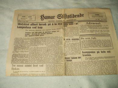 1943 nr 108 Hamar Stiftstidende