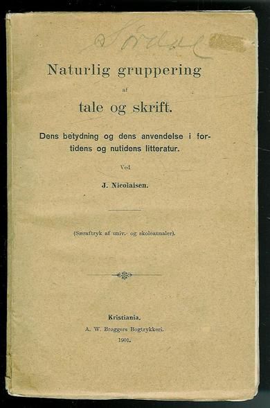 Nicolaisen: Naturlig gruppering af tale og skrift 1901
