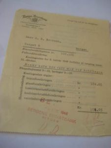 Norges Brandkasse, Bergen, kontingent for brandforsikrings premie for 2. halvår 1948.