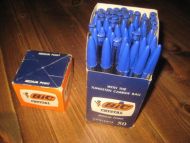 Eske med BIC penner, 80 tallet. 
