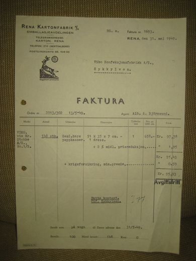 RENA KARTONGFABRIK RENA 31 5 1949