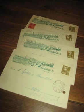 Lot med diverse brevkort fra T H Kleivdal Lærfabrik Bergen til Leif Fjeldes skoverksted Utvik 1949 Dette er lot nr 3