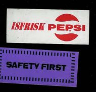 Reklamebrikke for PEPSI med tekst på baksida: SAFETY FIRST