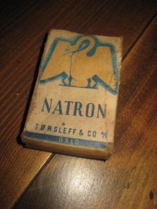 Eske uten innhold, NATRON, fra Tørsleff & Co, Oslo, 50 tallet. 