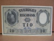 1956, 10 KRONOR, strøken seddel.