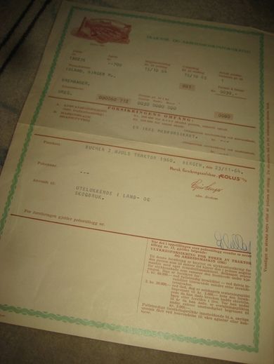 Traktor og maskinforsikring fra ÆOLUS 1964