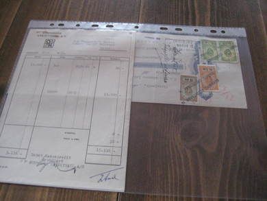 Brev fra SUNNMØRE KREDITBANK med 2 veksler til Bangavåg Rederi, Hareid, og påklistra stempelmerke. 1953 Dette er nr 12