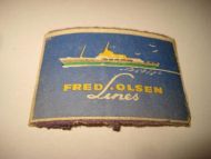 Forsida på eldre fyrstikkeske FRED OLSEN LINES 60 tallet