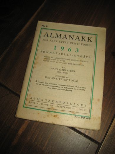 1963, ALMANAKK  FOR ÅRET ETTER KRISTI FØDSEL..
