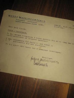 Brev fra Norsk Maskinkompani til Leif Fjelde Utvik 21 4 1949