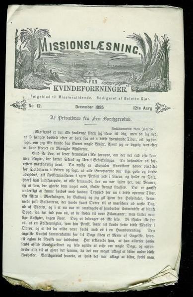 1895 nr 012 MISSIONSLÆSNING FOR KVINDEFORENINGER