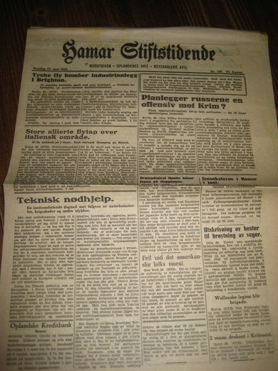 1943 nr 100 Hamar Stiftstidende