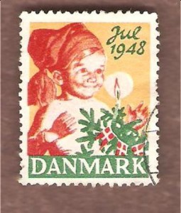 1948, julemerke fra Danmark, stempla.