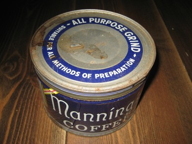 Brukt boks fra Manning's Inc, San Francisco, California, 60 tallet. Manning's Coffe.