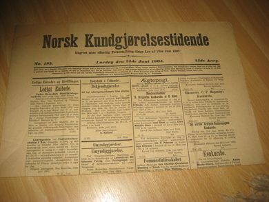 1905 nr 185 Norsk Kundgjørelestidende