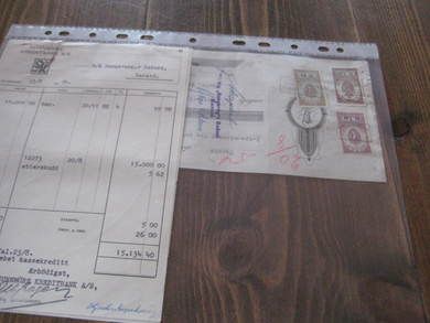 Brev fra SUNNMØRE KREDITBANK med veksel til Bangavåg Rederi, Hareid, og påklistra stempelmerke. 1954.  Dette er nr 13