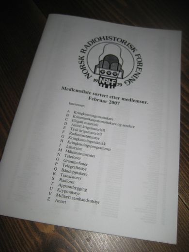 NORSK RADIOHISTORISK FORENING MEDLEMSLISTE 2007