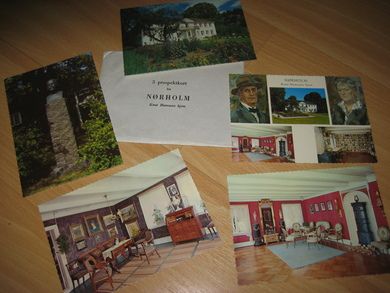 NØRHOLM 5 prospektkort fra Knut Hamsunds hjem Mittet kort strøkne ubrukte