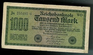 1922, Thausend Mark,      Ja 255493*.