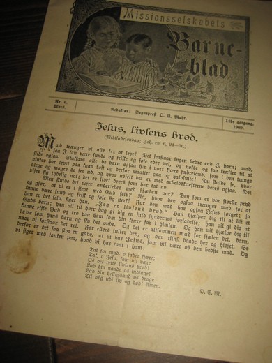 1909,nr 006, Missionsselskabets Barne blad.
