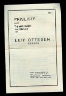 Prisliste over Bygningsartikler fra Leif Ottesen, Bergen. 1934