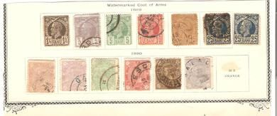 1889, 90,  13 stk. frimerker fra Romania.