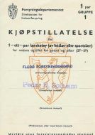 KJØPETILLATELSE fra 1944. Forsyningsnemnda i Florø / Peder B. Solheim