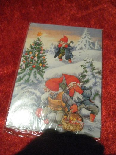 Uåpna postkortpakke med 10 stk ubrukte julekort fra 80 tallet