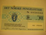 1984 trekning 811 DET NORSKE PENGELOTTERI Nr 0956562